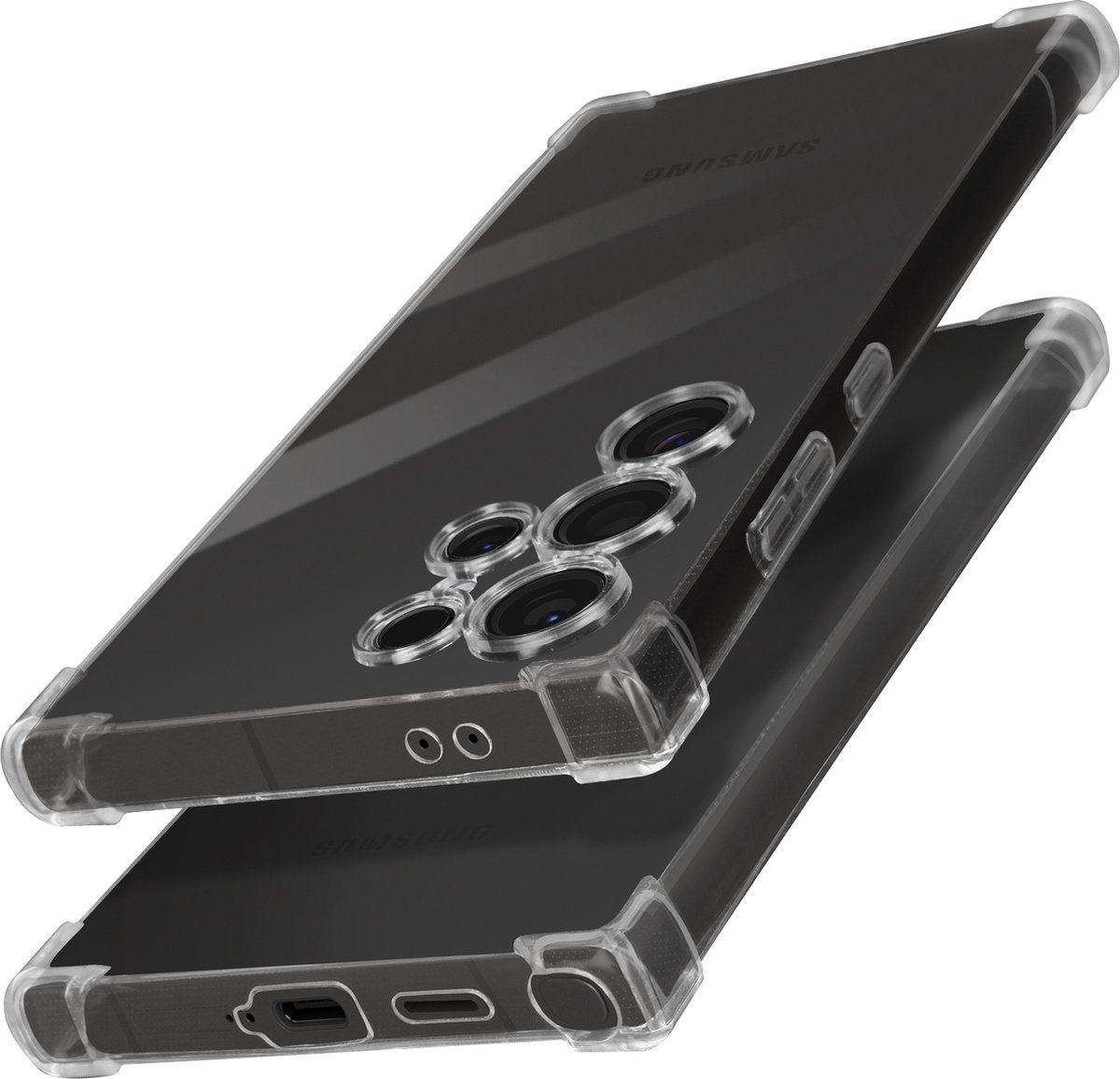 Avizar Hoes Geschikt voor Samsung Galaxy S24 Ultra Versterkte hoeken, Transparant
