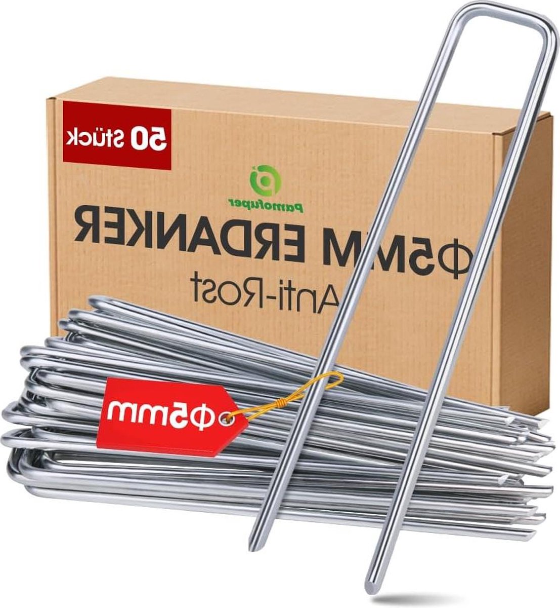 Goedkoopste 5 mm grondankers roestharingen (50 stuks) - extreem harde vloeren - stabiele grondankers - beveiligingstenten - luifels - hekken - planten - 200 mm lang 30 mm breed