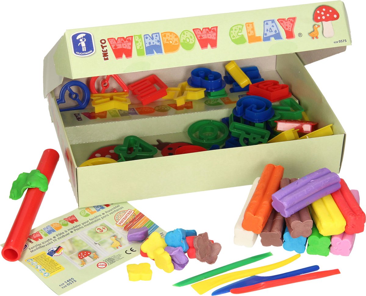 Feuchtmann klei raamklei maxi doos - kleurrijke peuterklei speelset.