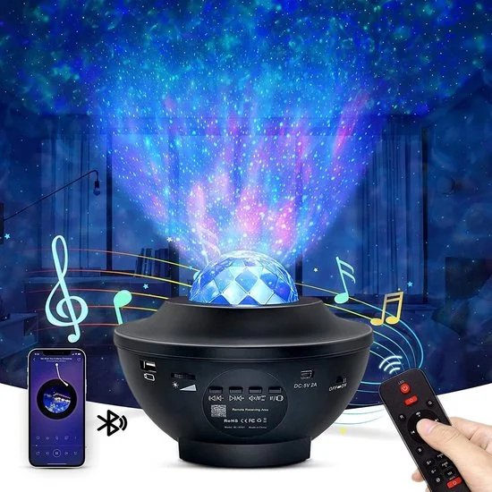 Mikaben -  Sterren projector - Galaxy projector - Sterrenhemel projector - Sterrenprojector - Star projector - met Timer, Bluetooth voor muziek - Afstandsbediening - mooie verpakking