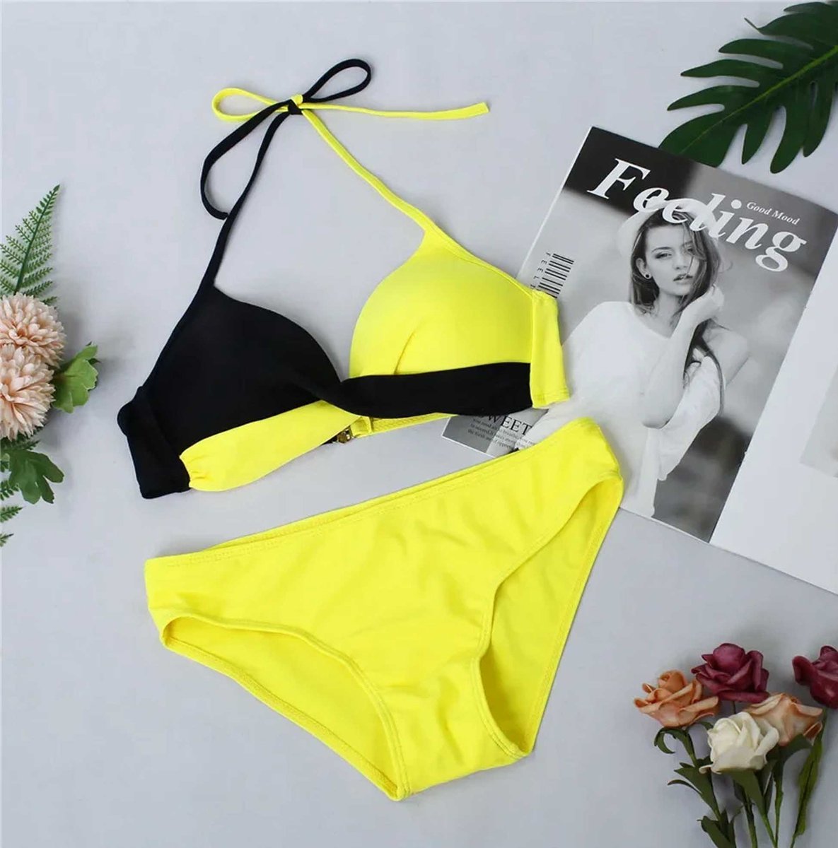 Dorada Bikini - Geel met Zwart - Dames - Strandkleding — afbeelding 4