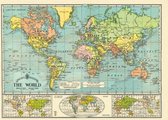Poster Wereldkaart 6 - Cavallini & Co - Vintage Schoolplaat Map World