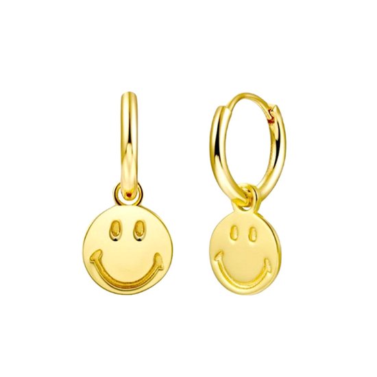 Foto: Smiley oorringen goudkleurig 2 x 1 cm stainless steel fashion favorite