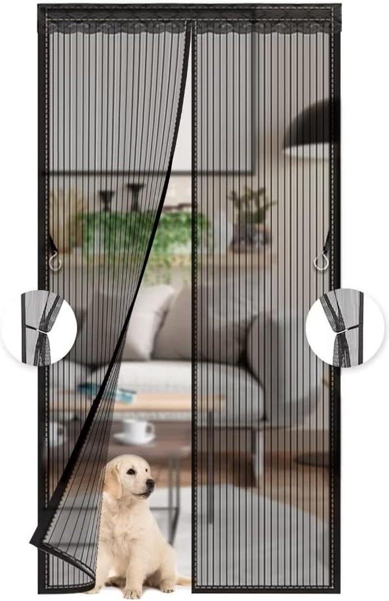 Zwart magnetisch muggennet voor deur - fijn net - muggennet deur - balkon - eenvoudige installatie - 100 x 200 cm