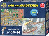 Bol.com Jan van Haasteren- De Kaasmarkt & Skûtsjesilen - Puzzel - 2x1000 stukjes aanbieding
