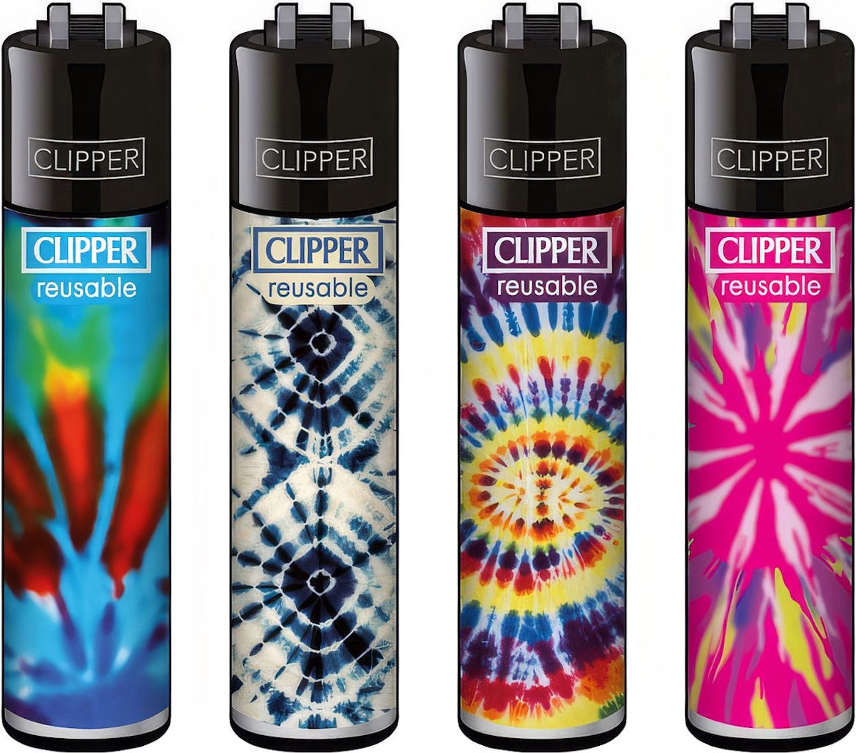 Goedkoopste Clipper Classic Large Aanstekers Tie Dye (4 Stuks