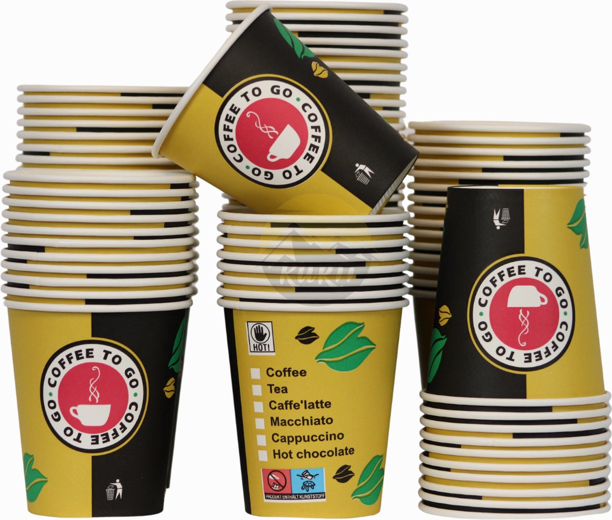 KURTT - Koffiebekers to go - Koffiebeker karton - 7oz - 180ml - 1000 stuks - Drinkbeker - Koffiebeker - Kartonnen Beker - Wegwerpbeker - Papieren Beker - extra sterk, lekvrij!