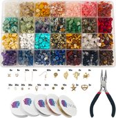 CREACOL Natuursteen kralen Goud - Armbandjes maken meisjes - Oorbellen maken kralenset - Sieraden maken meisjes - Edelsteen kralen set