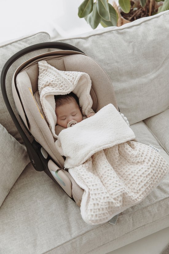 Meyco Baby Wafel Teddy voetenzak - nature - 40x82cm — afbeelding 3