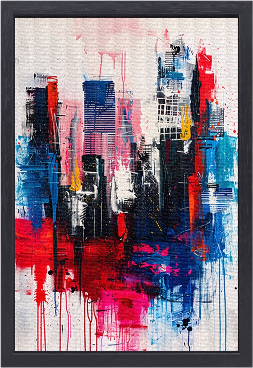 Stadsgezicht schilderij - Architectuur wanddecoratie - Muurdecoratie Kleuren - Modern schi