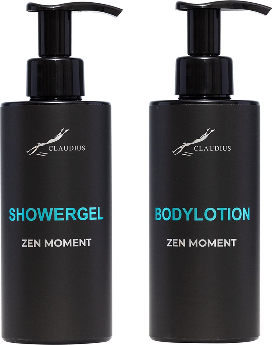 Goedkoopste Douchepakket Zen Moment - Showergel Bodylotion - 300 ml per fles - Claudius Cosmetics - bodycare - luxe fles - set van 2 stuks - Cadeau