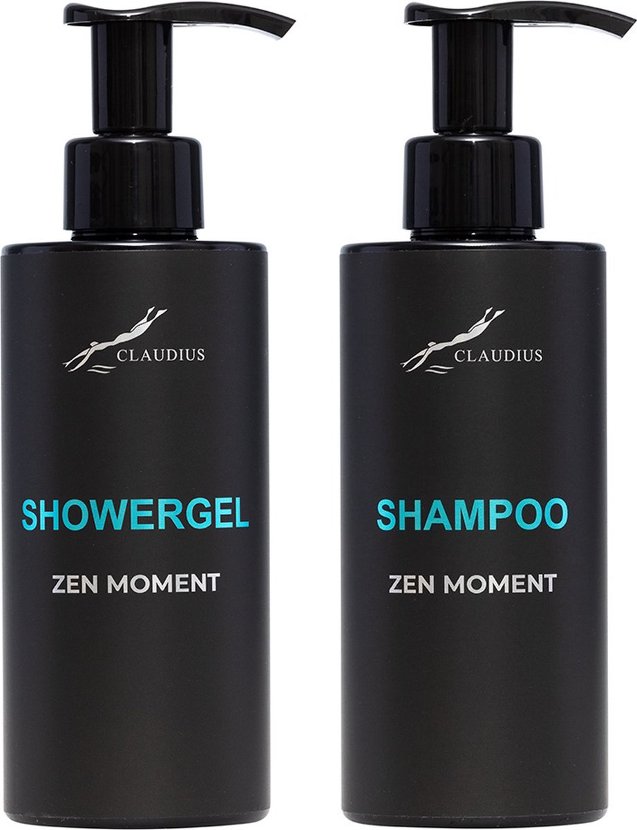 Goedkoopste Douchepakket Zen Moment - Showergel Shampoo - 300 ml per fles - Claudius Cosmetics - bodycare - luxe fles - set van 2 stuks - Cadeau