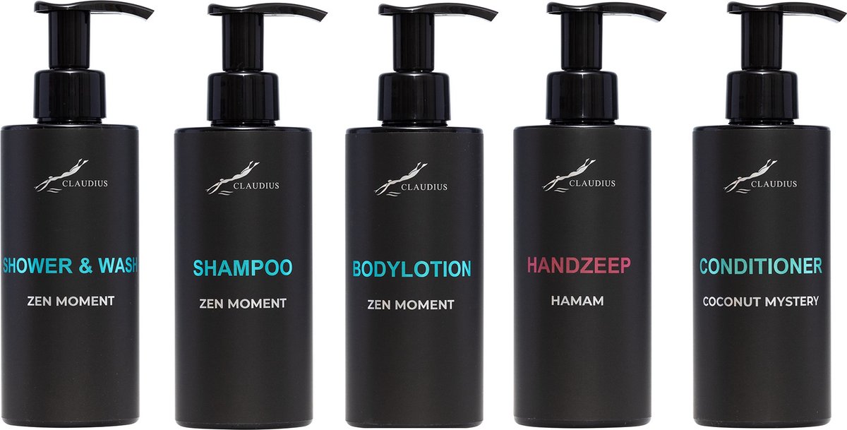 Goedkoopste Compleet pakket Zen Moment - Shower & Wash Shampoo Bodylotion Hamam Handzeep Coconut conditioner - 300 ml per fles - complete set van 5 stuks - bodycare - luxe fles - Cadeau