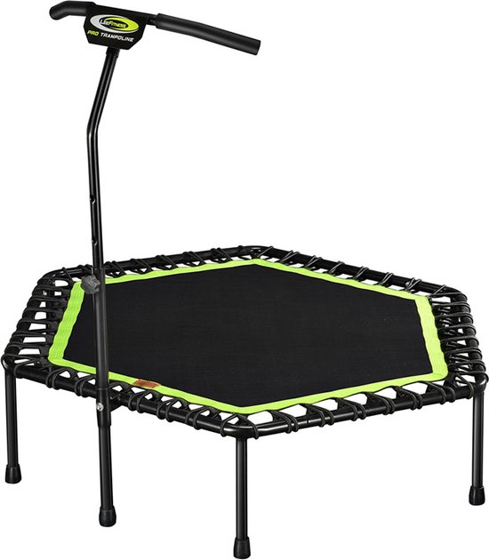 Meedeer Fitness Trampoline- Inclusief grijpstang-3-voudig hoogte verstelbare handgreep-Belastbaar tot 150 kg-Diameter 136cm-Trampoline-Geschikt springen fitness en indoor-Topkwaliteit springmat-super springdynamiek