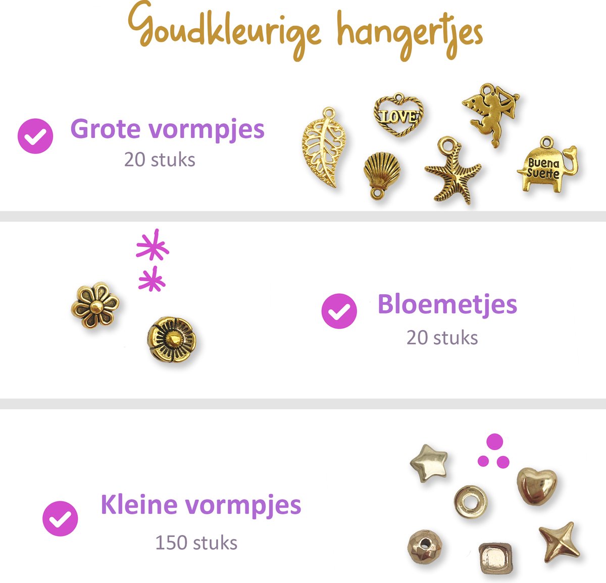 CREACOL Natuursteen kralen Goud - Armbandjes maken meisjes - Oorbellen maken kralenset - Sieraden maken meisjes - Edelsteen kralen set — afbeelding 7