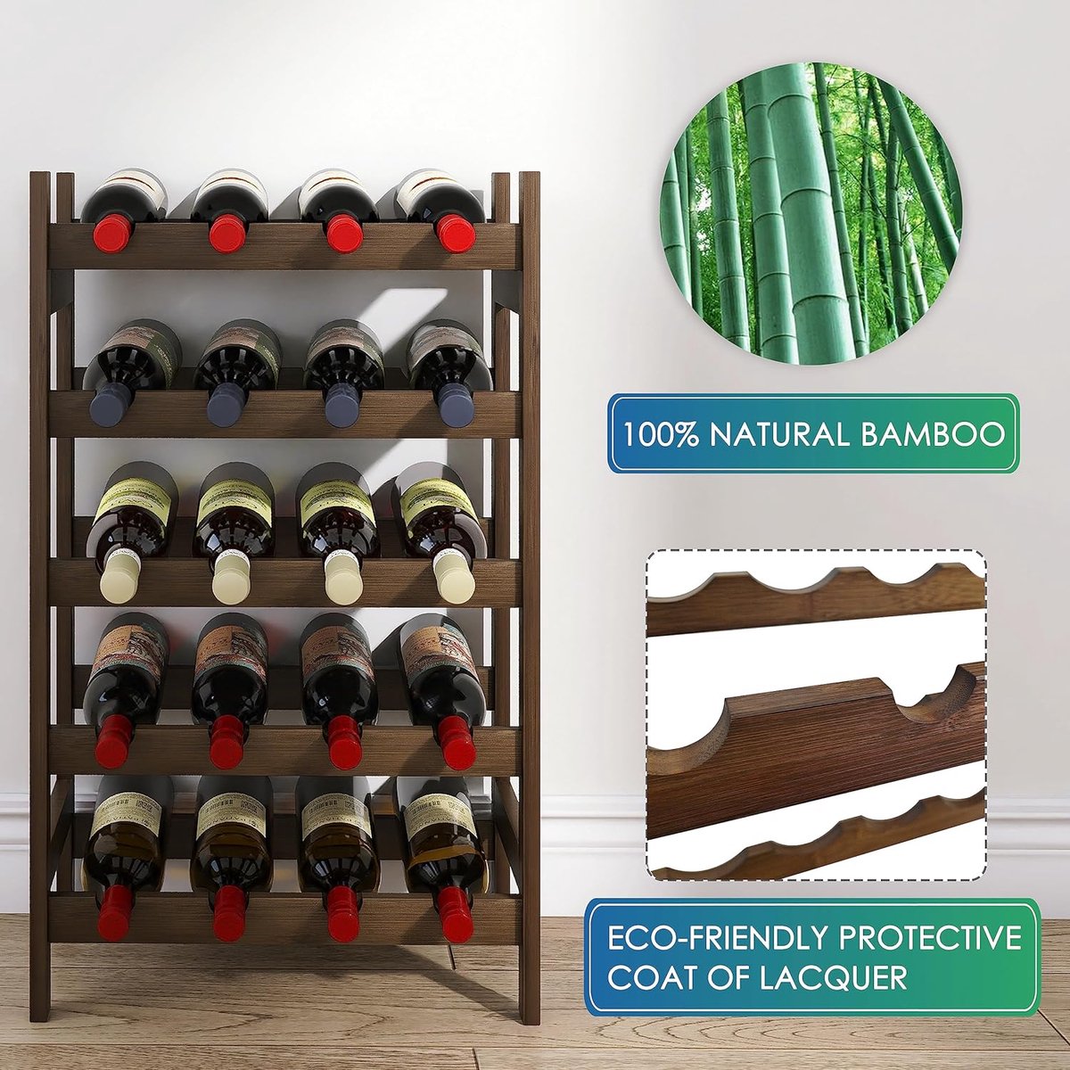 Étagère à Vin En Bois 3 Niveaux - Range 6 Bouteilles - Design Compact Pour Cuisine, Cave Ou Cellier