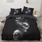 MDKLXIDF Beddengoed, 220 x 240 cm, zwarte bloem, 3-delig, omkeerbaar motief, beddengoedsets voor tweepersoonsbed, hypoallergeen microvezel dekbedovertrek met ritssluiting en 2 kussenslopen 80 x 80 cm