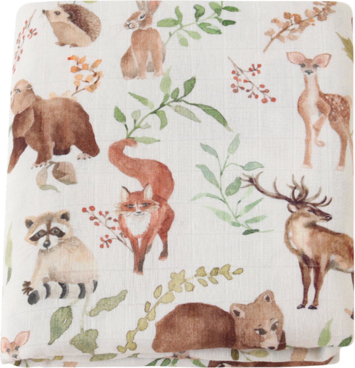 Goedkoopste Hydrofiele doek XL - 120x120 cm - Inbakerdoek Bamboo - Eland Vosje Wasbeer