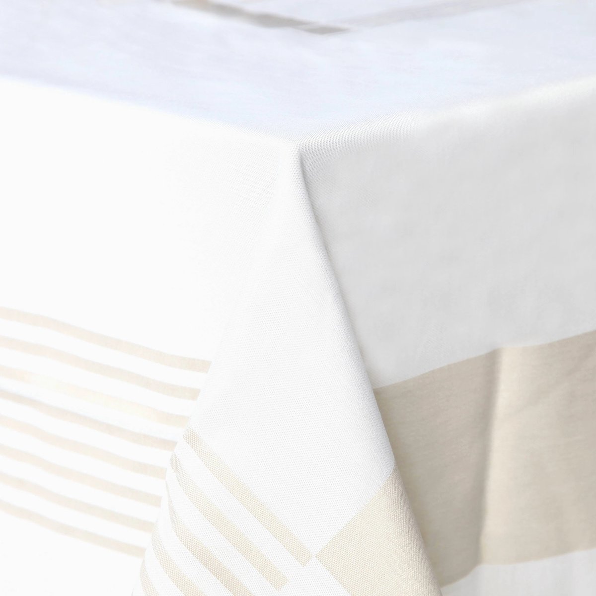 Damast Tafelkleed De Witte Lietaer, Lineair Wit Vlas, 400x200cm