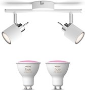 Philips Meranti Spot en saillie - LED - Wit - 2 points lumineux - Spots en Opbouw - Incl. Philips Hue White & Couleur Ambiance GU10