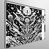 Pixel art zwart wit schilderij | Monochroom meesterwerk: Verfijnde pixelkunst in zwart-wit weergaloos geschilderd | Kunst - 40x40 centimeter op Canvas | Foto op Canvas