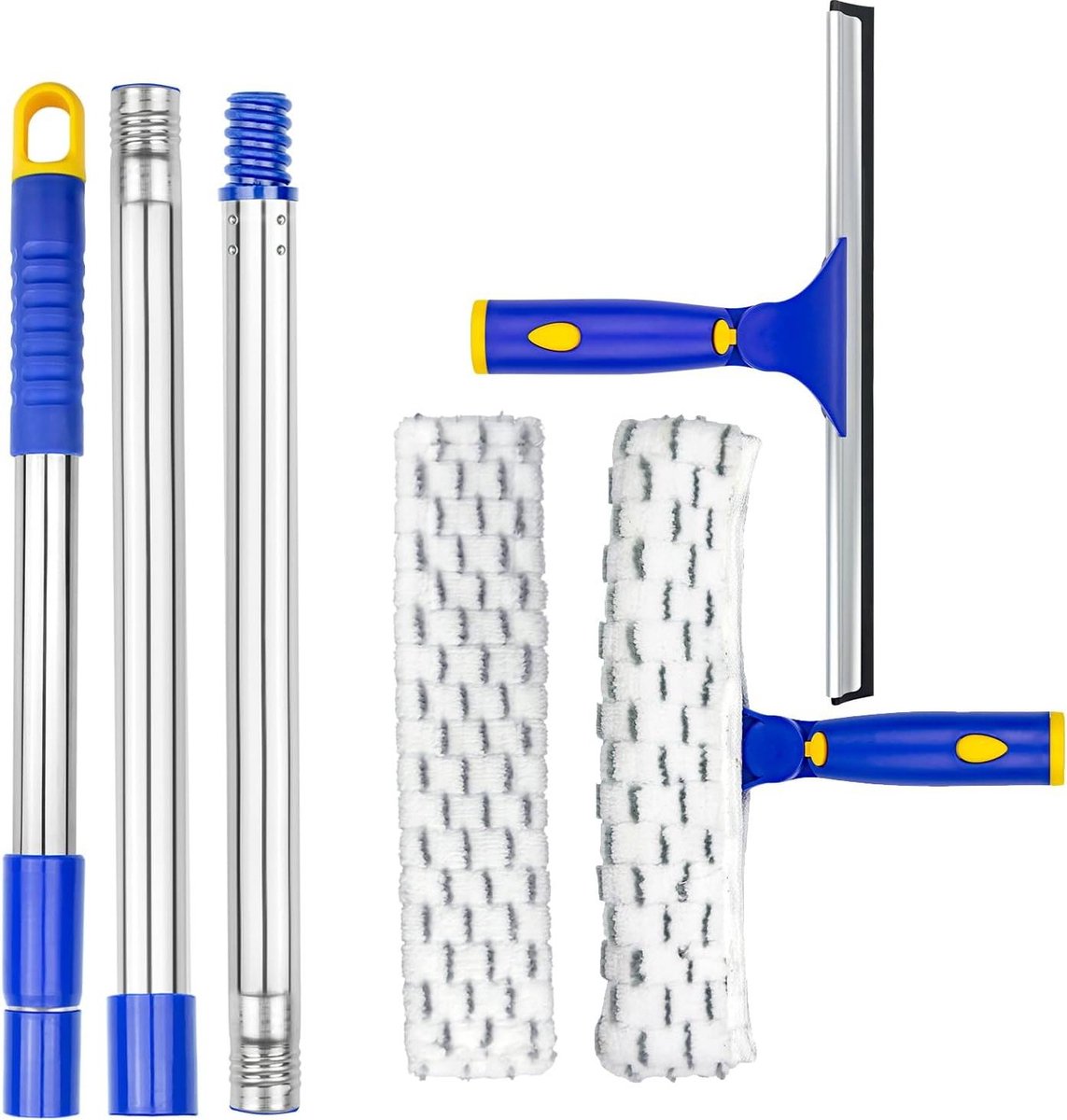 Goedkoopste Raamreiniger rakel draaibare rakel - raamreinigingsgereedschap voor doucheglasdeur en autoruit met uitschuifbare 3 secties roestvrijstalen paal schrobber met steel