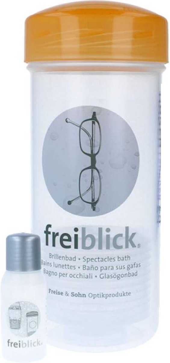Brillenbad Schudbad Set – Met Reiniger 50 ml - Cadeau - Oranje