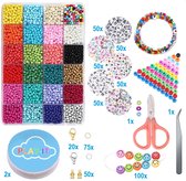 PLAY IT Kralen Mega Set XXL Knutselen Meisjes - 4 mm - Incl.Smiley, Letter & Hartjes Kralen