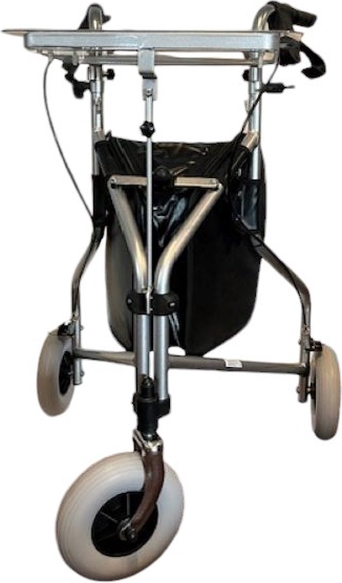 Goedkoopste Premis Delta drie-wielerrollator incl. tas, dienblad en tray (ondersteund dienblad) (zilver