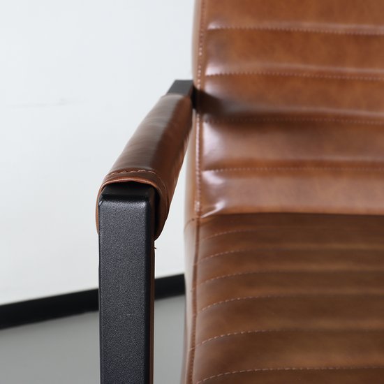 SET OFF: Chaise de salle à manger 4 pièces avec accoudoirs cognac Chaise de salle à manger design industriel Noor