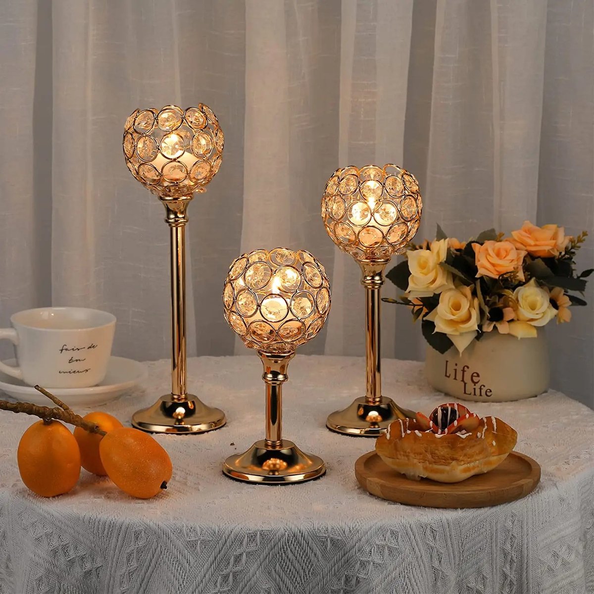 Porte-bougies En Métal Heimzeit - Lot De 4, Couleur Or, Pour Bougies Coniques Jusqu'à 25 Mm, Design élégant Pour Décoration D'intérieur