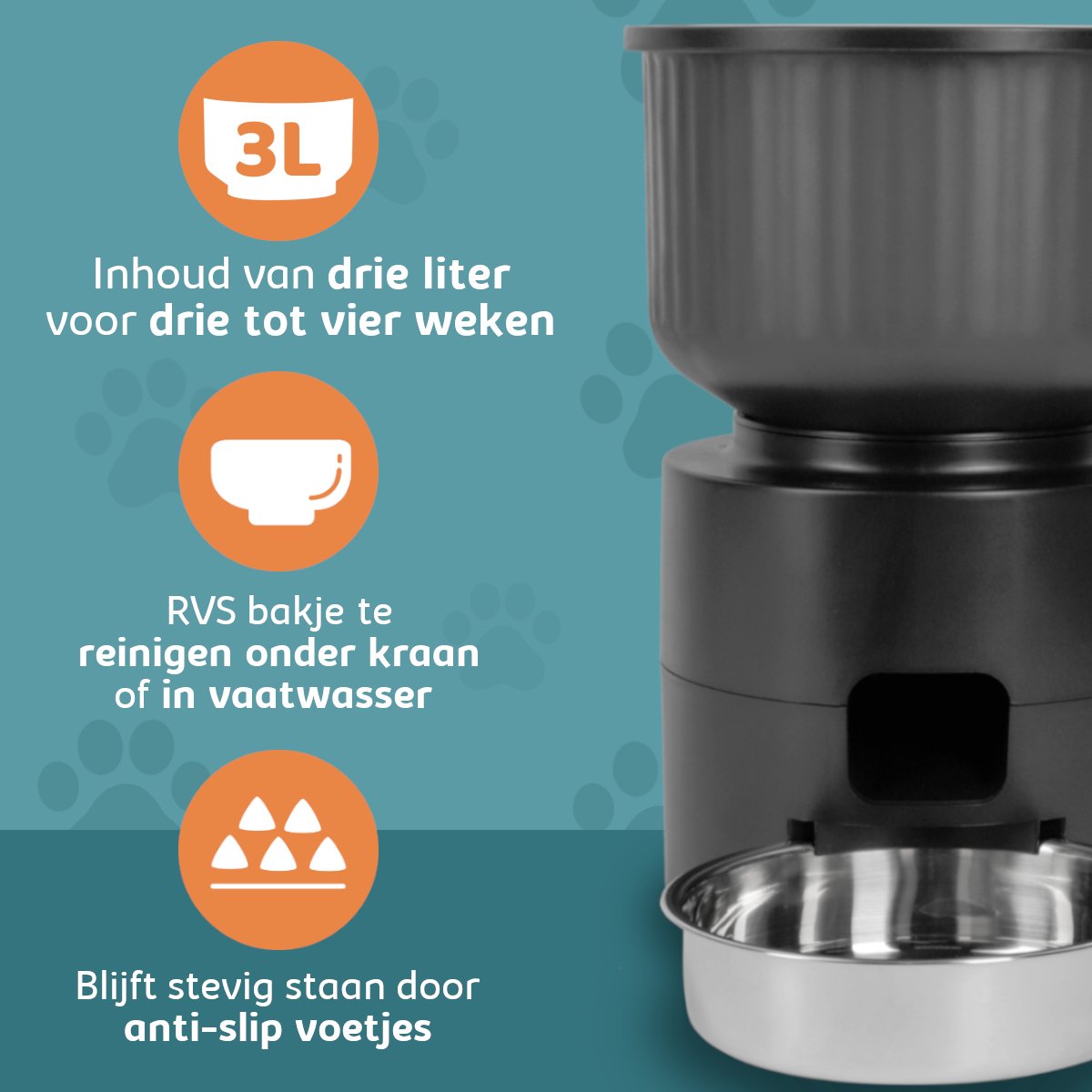 Furpro EasyFeed Automatische Voerbak 2,5kg Zwart - afbeelding 3