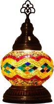 Oosterse mozaïek tafellamp top (Turkse lamp)  ø 13 cm geel/bont