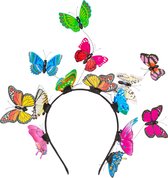 Carnaval verkleed tiara/diadeem - vlinders - kleurrijk - dames/meisjes - Halloween