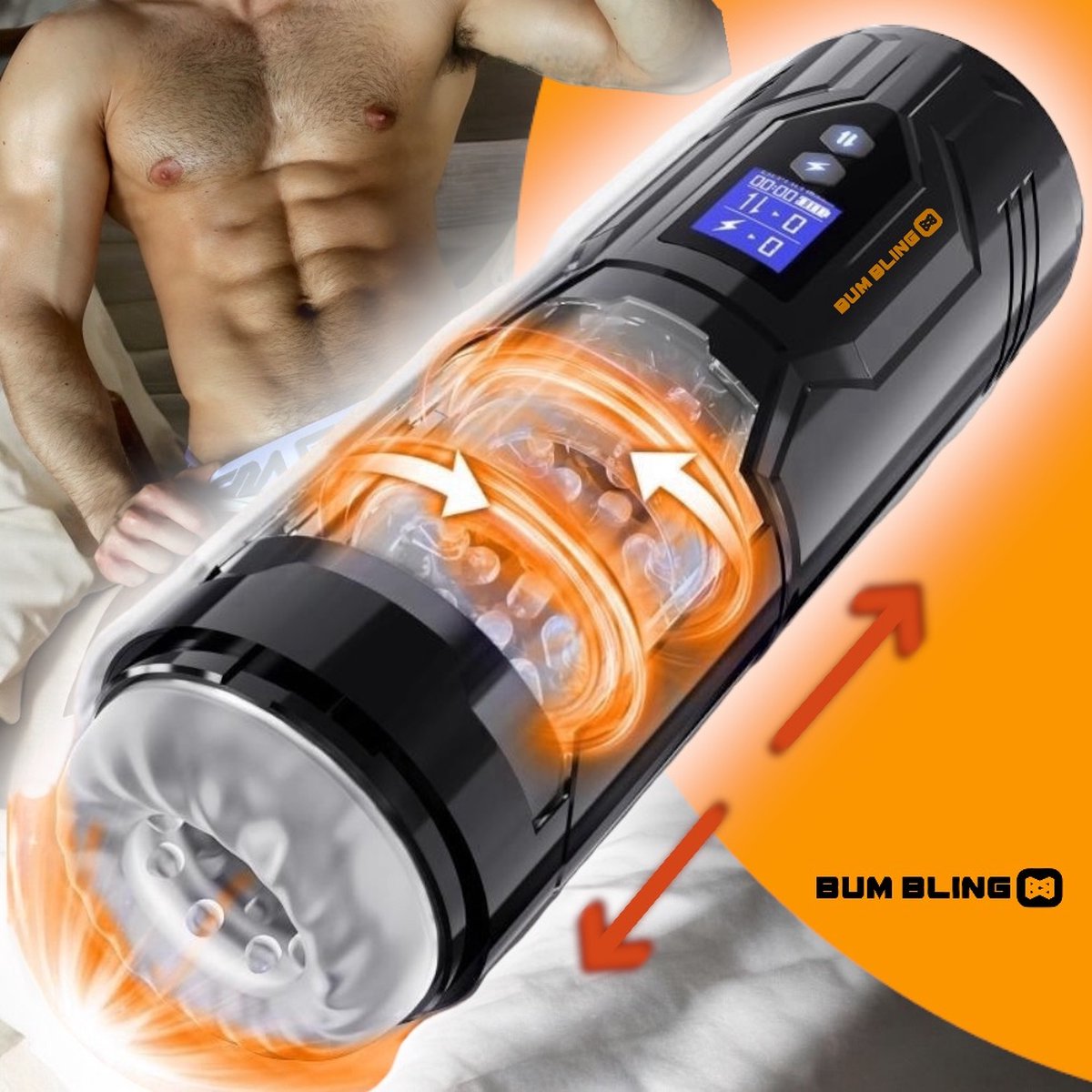 BUM BLING® Climax Pulse Masturbator - Voor Man - 7 Roteerstanden - 7 Stoot Standen - Gay Toys - Blowjob Simulator