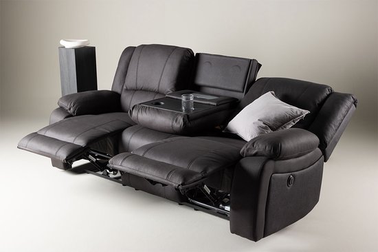 Singapore bank 3-zits fauteuil zwart.