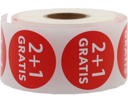 2 + 1 Gratis Stickers 35 mm - 500 stuks op Rol - Kortingsstickers - Afprijs Reclame Sticker - Dappaz