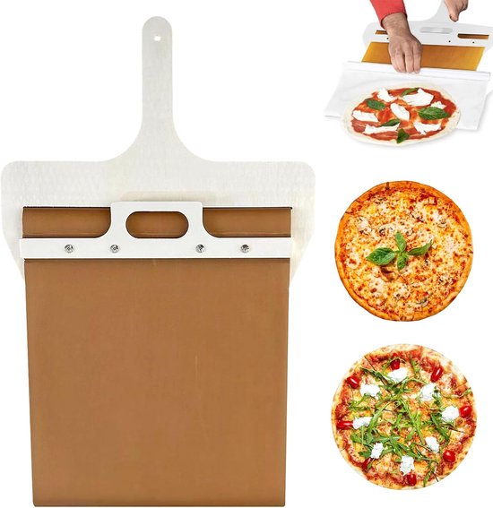 Foto: Pizza sliding pizza peel pizzaschuiver hout pizza schuif met handvat schuifbare pizzaschuiver schuifbare pizzaschuiver anti aanbaklaag pizzaschep 42 26c