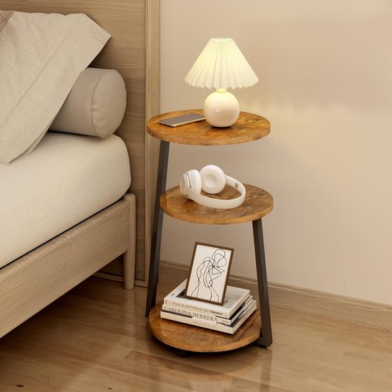 ZEXVIDA Table d'appoint étroite pour petits espaces - Table d'appoint fine avec porte-revues, design