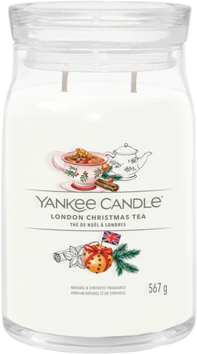 Yankee Candle London Christmas Tea Large Jar Geurkaars - 90 branduren - twee lonten Wit