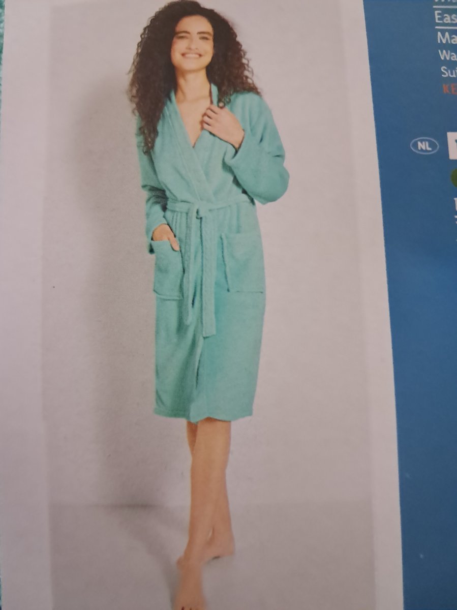 Livarno home Dames Badjas - Maat S - Turquoise - Aangenaam zacht - Met 2 steekzakken en Strikceintuur