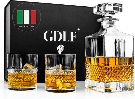 Foto: Gdlf whiskey set superior in een prachtige geschenkdoos luxe whiskey set hoogwaardig lood vrij kristal gemaakt in italie 800 ml whiskey karaf 2 whiskey glazen cadeau voor man vrouw