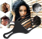 Peigne à friser I Démêler les Cheveux bouclés I Peigne à cheveux afro I Dents à double rangée I Accessoire Cheveux I Augmenter le volume des cheveux I 18 x 9,7 CM I Zwart
