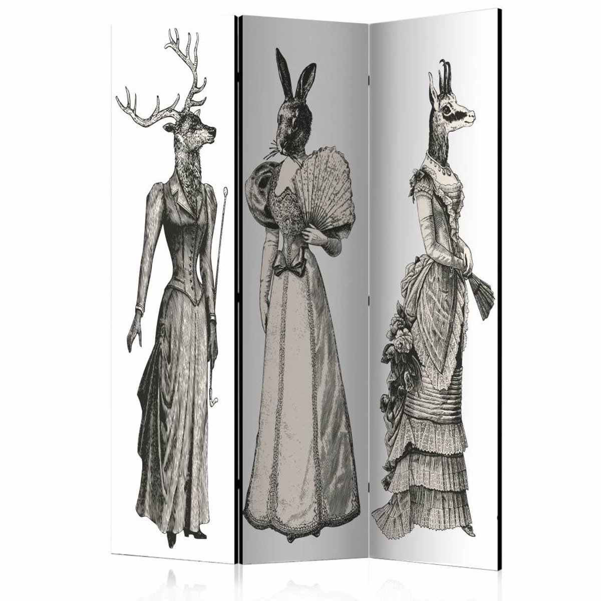 Vouwscherm - Aangekleed in de dierentuin 135x172cm, gemonteerd geleverd (kamerscherm) dubbelzijdig geprint