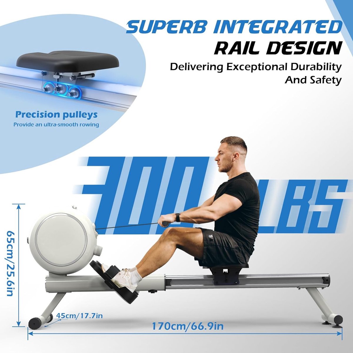 Afbeelding 3 van Equivera Roeimachine - Roei Apparaat - Roeimachine voor Thuis - Roeien - Fitness Machine
