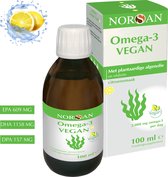 NORSAN | OMEGA-3 VEGAN OLIE | 2000 MG | EPA 609 MG | DHA 1158 MG | DPA 157 MG | VITAMINE D EN E | PUUR EN ZUIVER | 100 ML