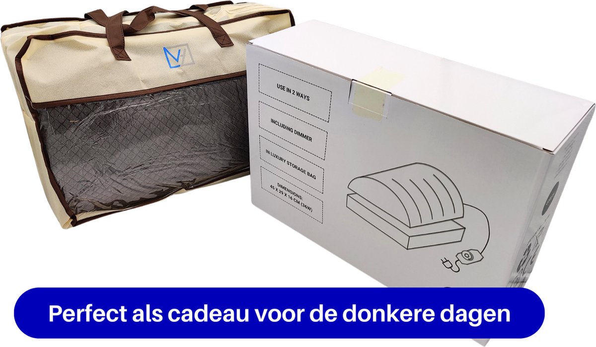 VH Luxe elektrische voetenwarmer met infrarood - Grijs - in luxe geschenk verpakking - Ergonomisch - Hoogte verstelbaar - Regelbaar met dimmer - Perfect voor de woonkamer of werkplek