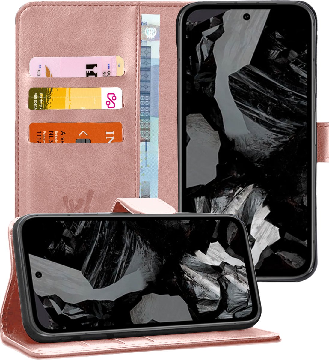 Hoesje geschikt voor Google Pixel 8a - Portemonnee Book Case Rosegoud