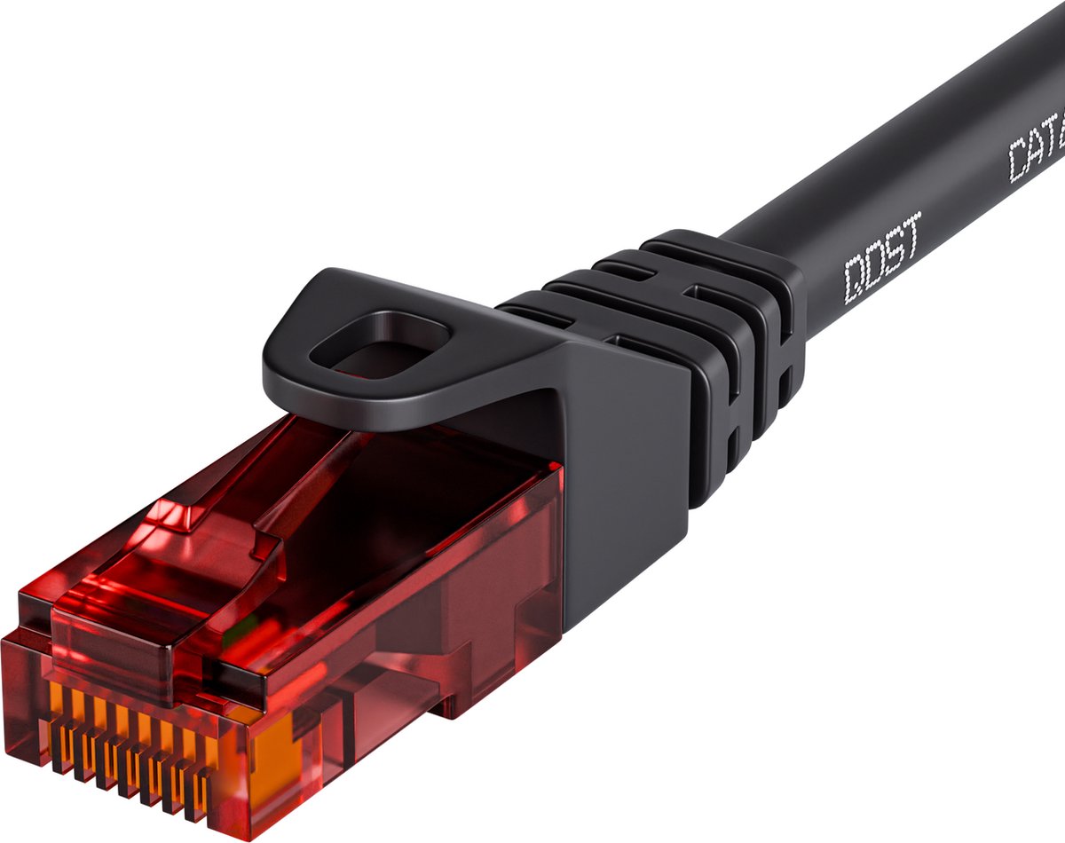 Qost - CAT6 internetkabel - 100% koper / UTP - 10 Gbps / 250 MHz - RJ45 Connectoren - Patchkabel / Netwerkkabel - 0.25 meter - Zwart