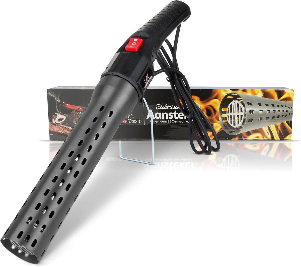 Goedkoopste BBQ Aansteker Electrisch - BBQ Accesoires - Zwarte BBQ Starter - looftlighter BBQ Gereedschap -One Minute Lighter - industrieel grijs
